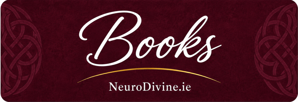 NeuroDivine Books banner in burgundy with Celtic knotwork.