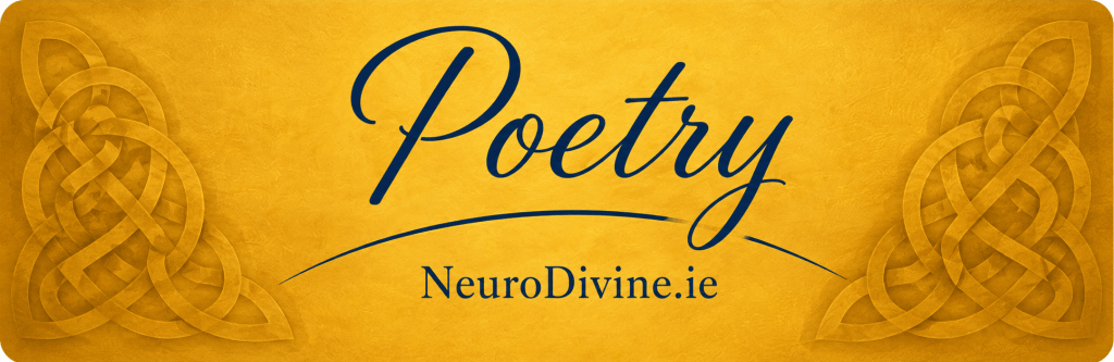 NeuroDivine Poetry banner in gold with Celtic knotwork.